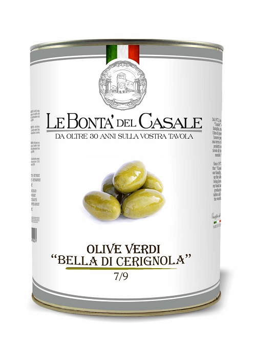 Оливки зеленые сорта Bella di Cerignola ж/б Le Bonta 4100 гр 7/9